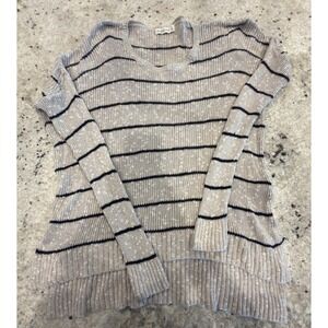 Abercrombie & Fitch Striped Knit Sweater Size M Beige Black Long Sleeve